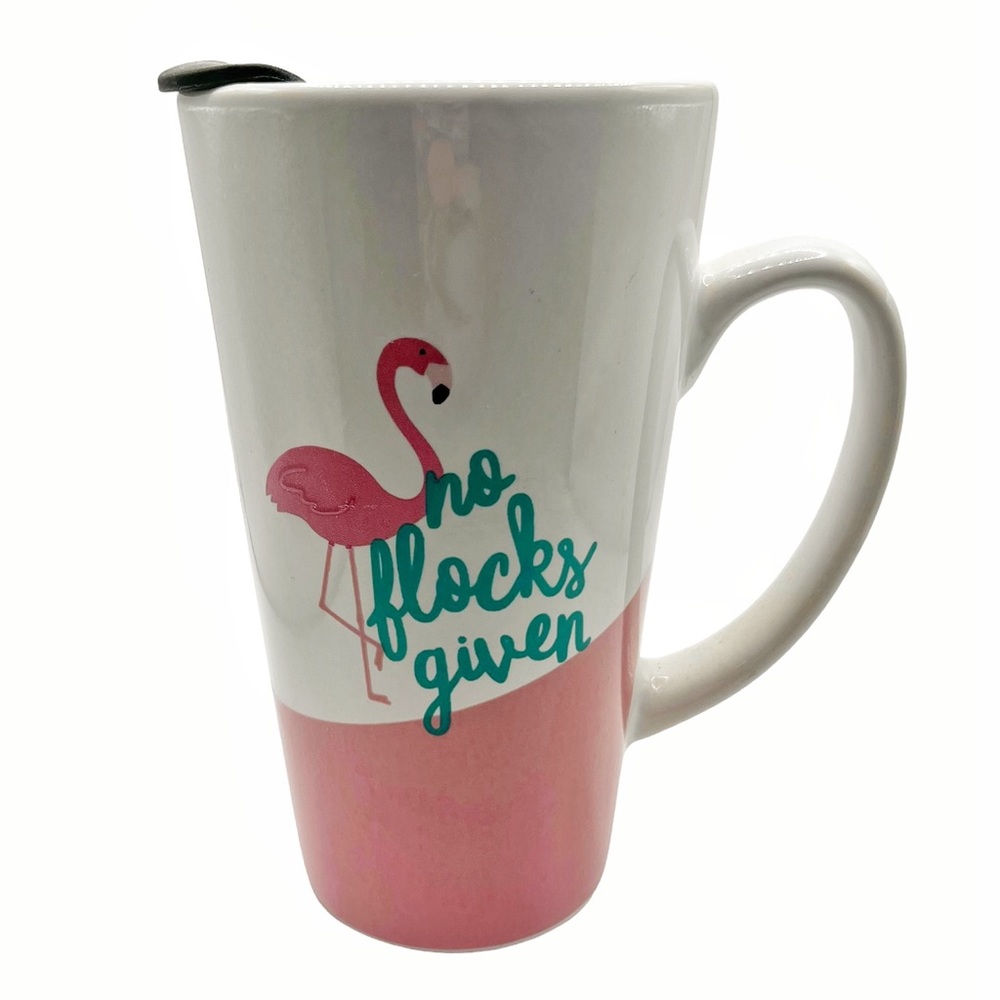 🆕 “No Flocks Given” Flamingo 🦩 Travel Mug